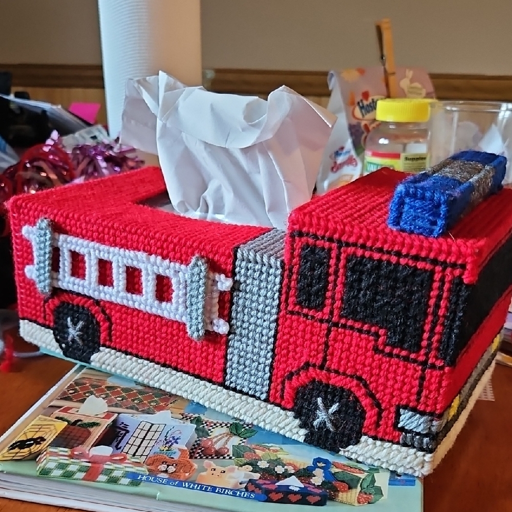 Red Fire Truck Tissue Box Cover - Picture 3 of 5